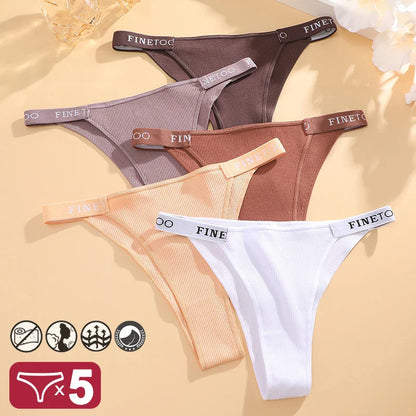 5PCS/Set Cotton Panties Briefs Women Underpants Sexy Thong