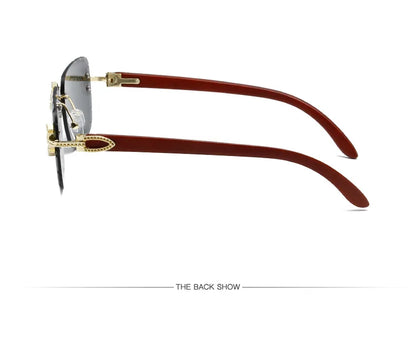 Luxury Steampunk Rimless Square Men Sunglasses UV400