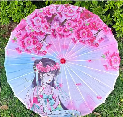 Silk umbrella with cherry blossom design