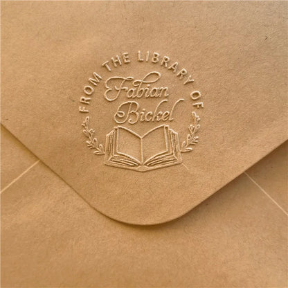 Custom Initials Embosser stamp,Book Embosser Personalized Wedding Embossing Stamp, Address Stamp, Form the Library Embosser