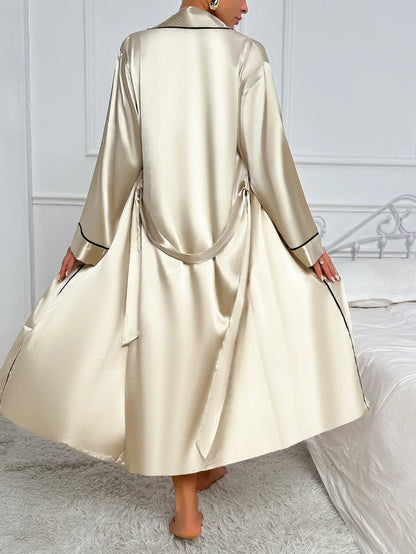 Women's Luxury Silk Pajamas Set Long Sleeve Robe Comfortable Two Piece Set