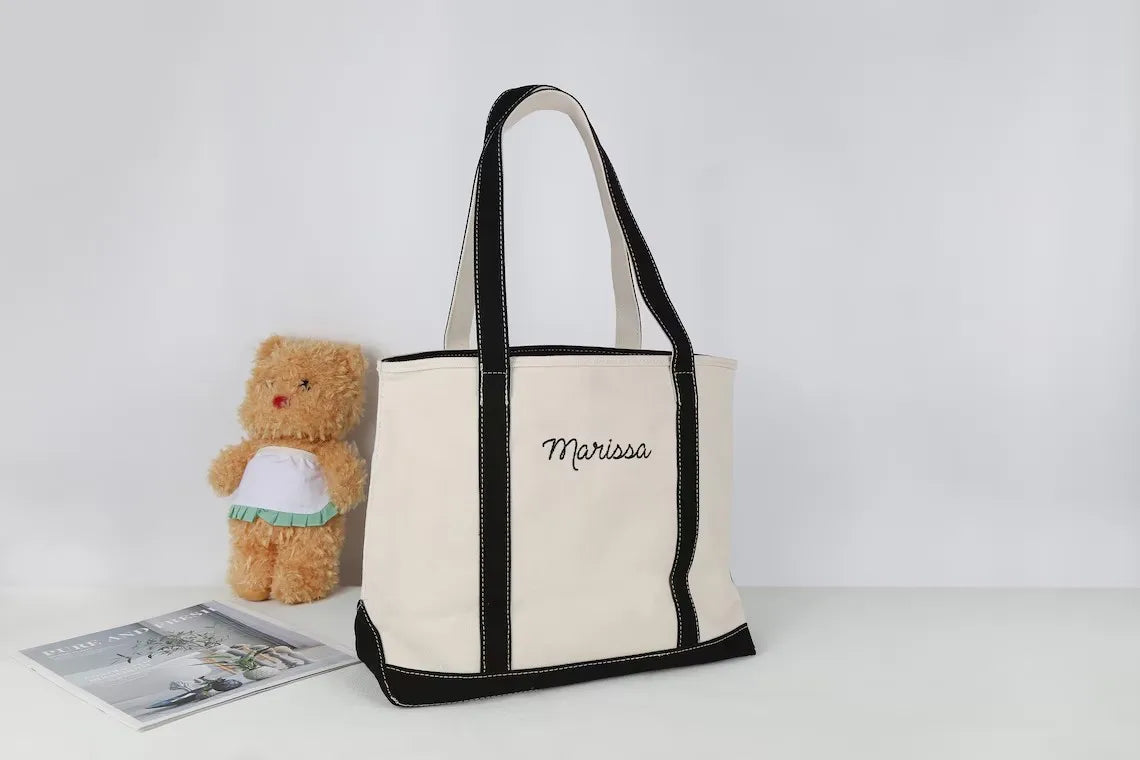 Custom Personalized Embroidered Tote Bag, Boat, Beach, Bridesmaid Gifts or Party Gifts