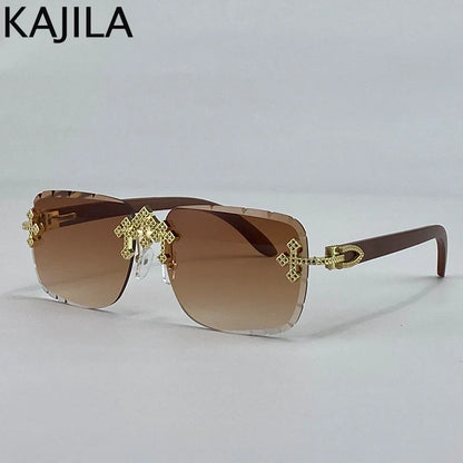 Luxury Steampunk Rimless Square Men Sunglasses UV400