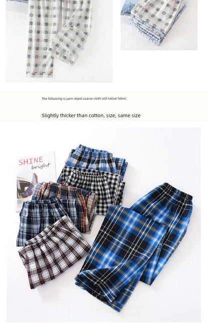 Men Pure Cotton Spring and Summer Pajama Pants