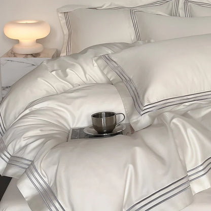 Luxury 1000TC Egyptian Cotton Solid Color Hotel Style Embroidery Bedding Duvet cover Set