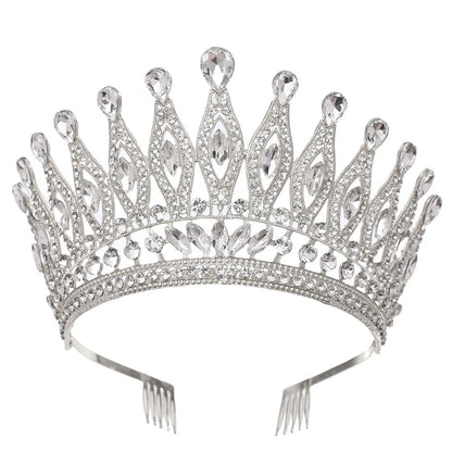Baroque Large Crystal Crows Tiaras Diadem Comb For Bridal Wedding Party