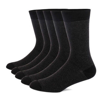 5 Pairs Men's Dress Socks High Quality Combed Cool Breathable Cotton Crew Socks Plus Size