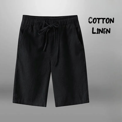 Men Cotton Linen Casual Breathable Beach Shorts