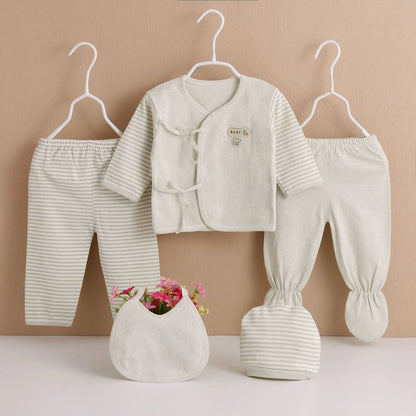 Girl or Boy Baby Cotton Clothes Cartoon Print 5Piece Sets