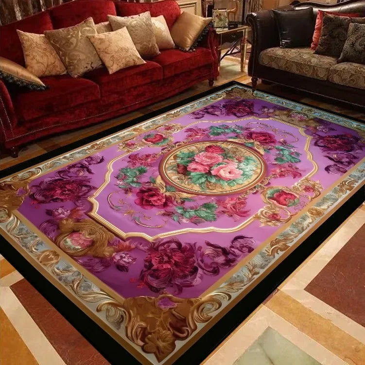 Luxury European Floral Carpets for Living Room Bedroom Carpet Home