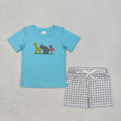 Baby girl summer shirt Short set embroidery farm tractor pink striped 3M-16T