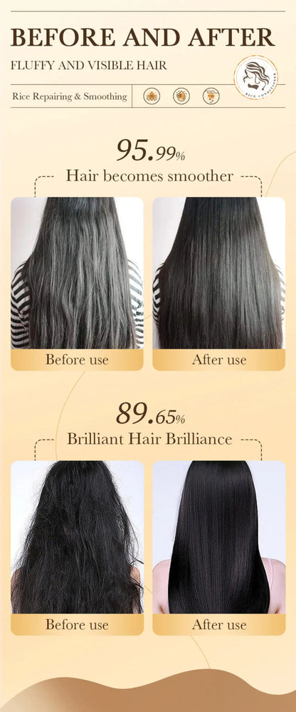500ml Rice Conditioner Deeply Repairs Damaged Hair, Controls Oil Moisturizes, Leaves Hair Volumizing, Smooth, Shiny, And Elastic