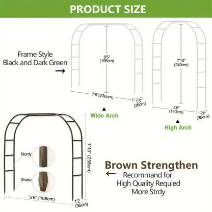 1pc Metal Garden Arch100Inch Large Heavy Duty Steel Frame Gothic Wedding Flower Stand Lawn Climbing Frame