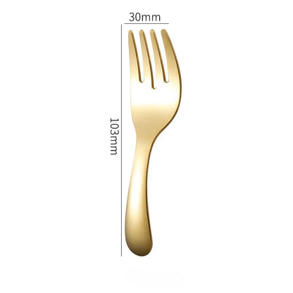 Mini Portable Stainless Steel Spoon Fork Set Storage Dessert Fruit Tool for Work School Short Handle Tableware Suitable for Kids