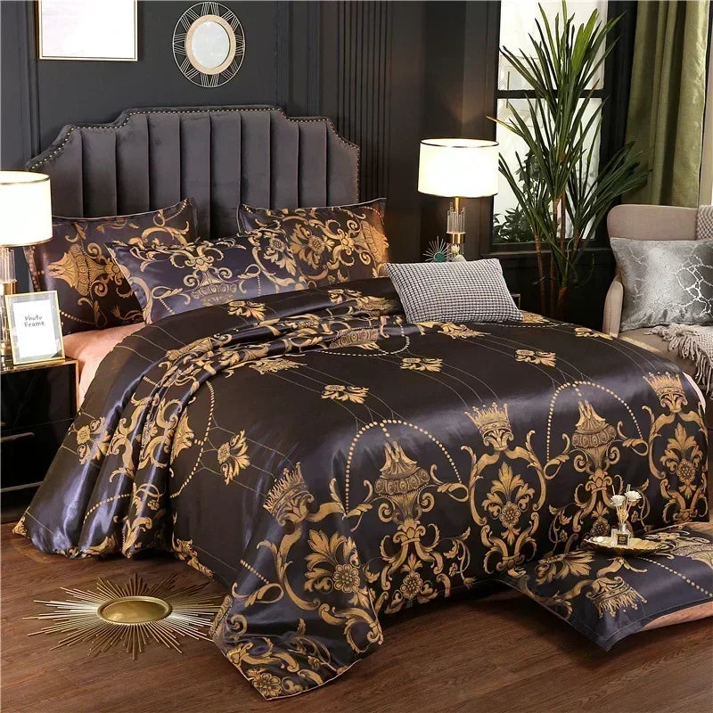 High End Jacquard Luxury European Duvet Cover Set Satin