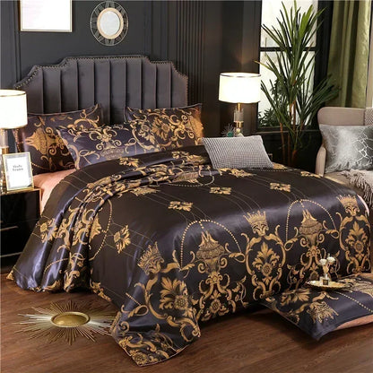 High End Jacquard Luxury European Duvet Cover Set Satin