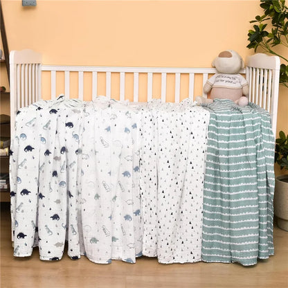 110cm Baby Swaddle Blanket Wrap Burping Clothes Dual Layers Muslin Blankets Boy Girl Organic Soft Cotton