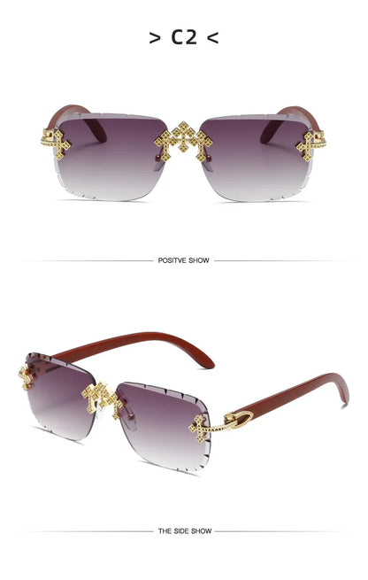 Luxury Steampunk Rimless Square Men Sunglasses UV400