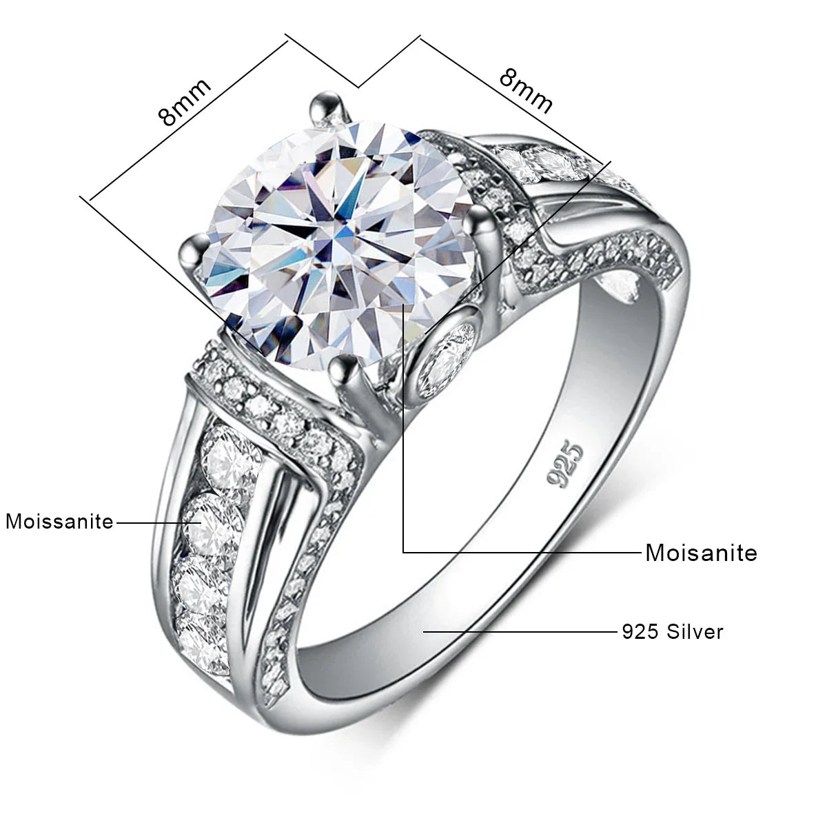 Szjinao 2ct Round Cut Moissanite Rose gold Ring For Women With Ceritificate Wedding Jewelry Delicate Gift Positive Authentic Hot