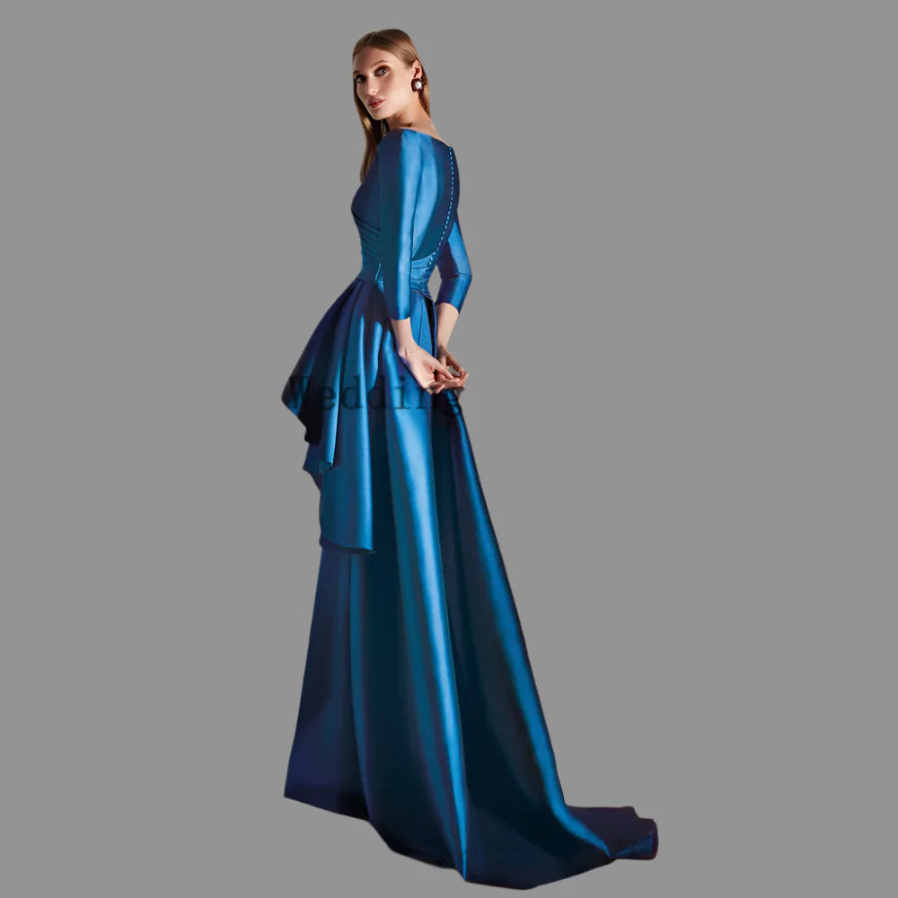 Elegant Mother Of The Bride Dresses V Neck 3/4 Sleeves Mermaid Dress Pleat Floor-Length