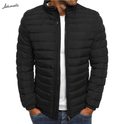 Men's Parkas Solid Hooded Cotton Coat Jacket Warm Autumn Winter