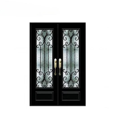 Supplier European New Grill Latest Design Safety Double Entrance Wrought Iron Door