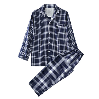 Cotton Flannel Plaid Men's & Women's High-quality Patterned Thick Pajamas for Autumn and Winter