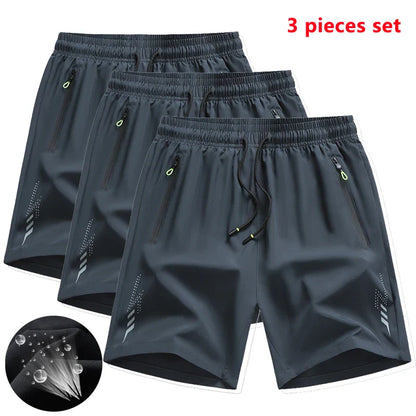 3 Pieces Men's Running Shorts Sports Gym Quick Dry Workout Training Fitness Jogging Short Pants