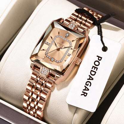 POEDAGAR Luxury Woman Watch Waterproof Wristwatch Stainless Steel Quartz