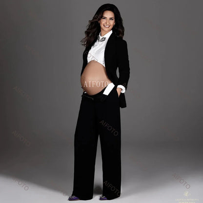 Maternity Photoshoot Suit Lace Up Long Sleeve Blazer