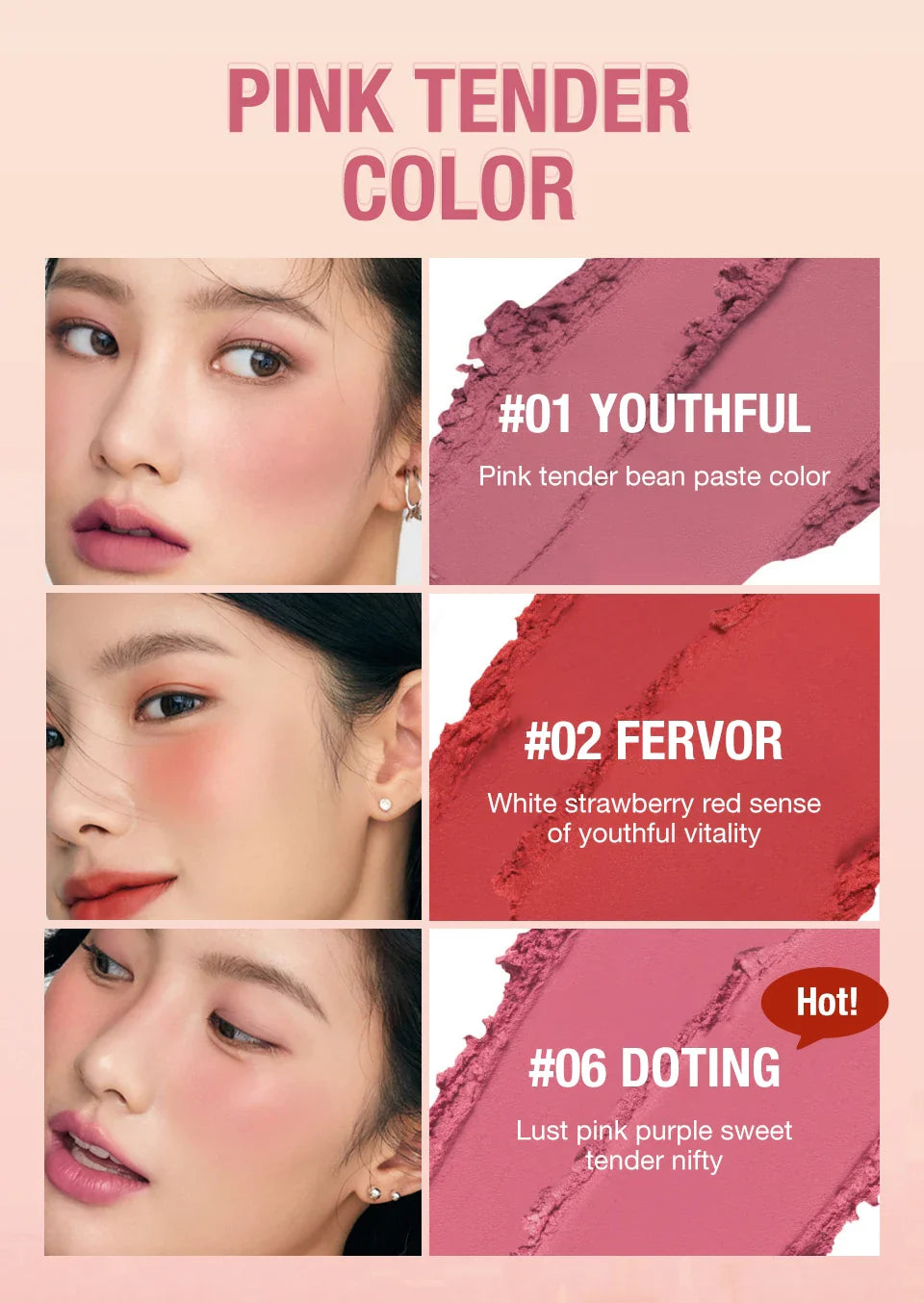 Lipstick Blush Stick 3-in-1 Eyes Cheek and Lip Tint Waterproof Lightweight Cream