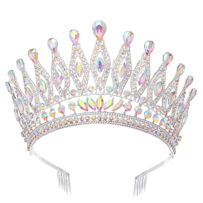 Baroque Large Crystal Crows Tiaras Diadem Comb For Bridal Wedding Party
