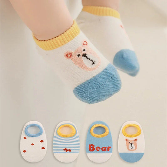 Lawadka Newborn Baby Boat Socks For Girls & Boys 4Pairs/set