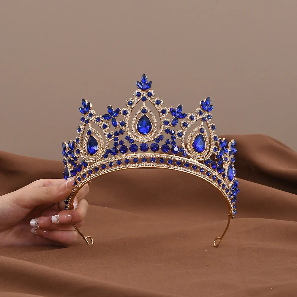 Luxury Baroque Crystal Royal Queen Wedding or Pageant Crown Rhinestone Tiaras