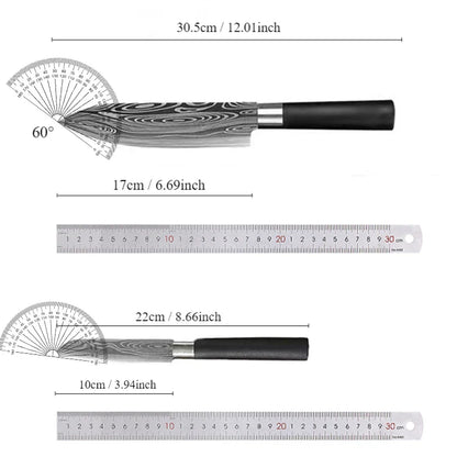 Damascus Kitchen Utility Set Knives Scissors Sharpening Rod Slicing Chef knife Stainless Steel