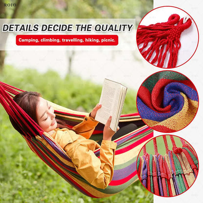Outdoor Camping Hammock Thickened Durable Fabric Canvas with Bag