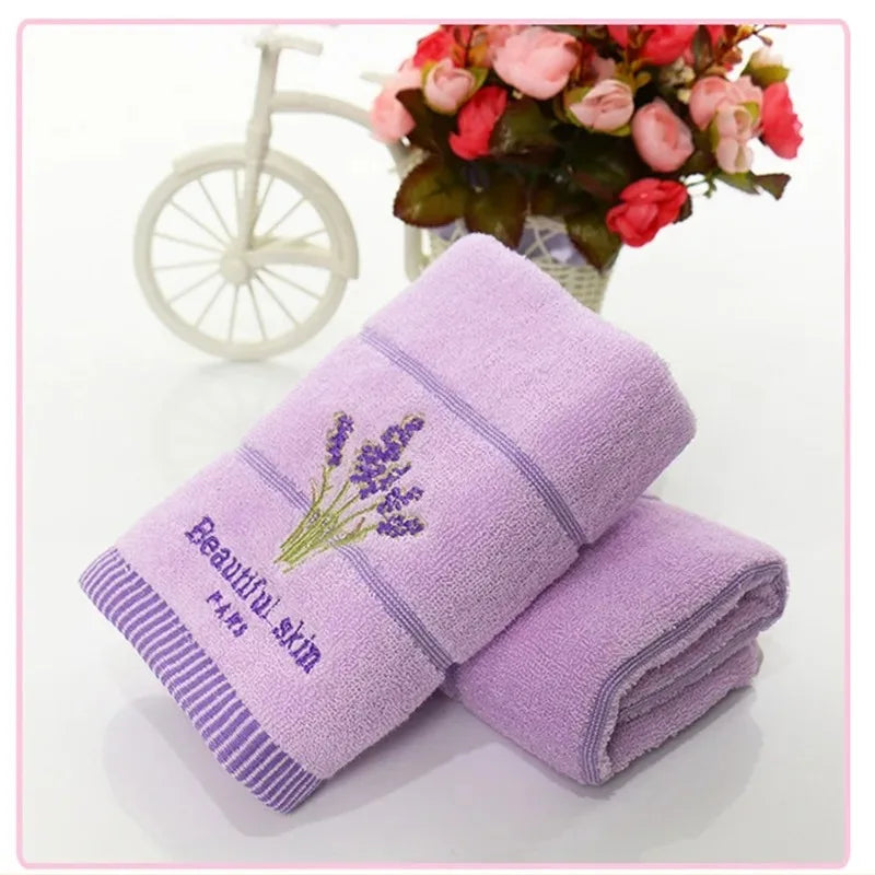 High-quality pure cotton embroidered bath towel, lavender scented, soft, quick-drying, highly absorbent hand towel/face towel