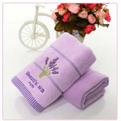 High-quality pure cotton embroidered bath towel, lavender scented, soft, quick-drying, highly absorbent hand towel/face towel