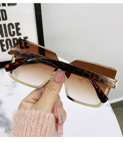 European & American Style Half-frame Metal Anti-UV Slip Sunglasses