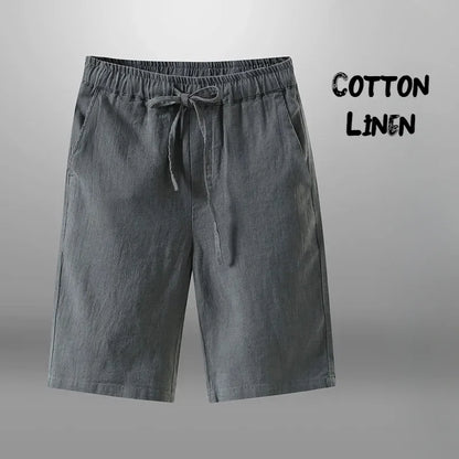 Men Cotton Linen Casual Breathable Beach Shorts