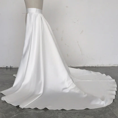 Satin Bridal Detachable Long Train Wedding Removable Skirt for Dresses