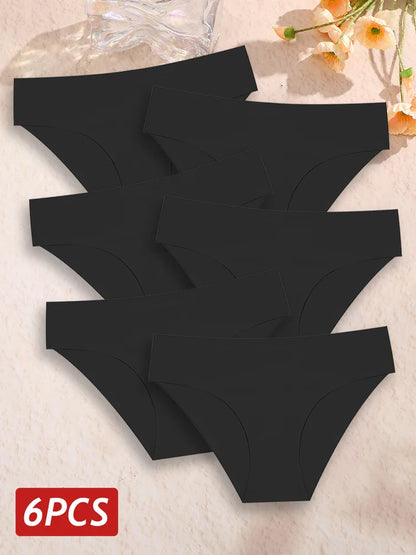 6PCS Women Seamless Panties Ice Silk Ultra Thin soft Low Rise