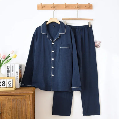 Couple Unisex Cotton yarn Pajama Sets Loungewear Nightwear Long Sleeve