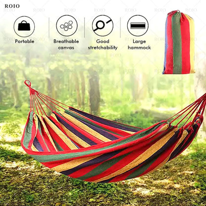 Outdoor Camping Hammock Thickened Durable Fabric Canvas with Bag