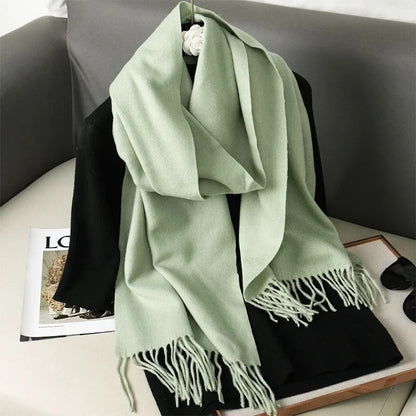 Color Solid Women Winter Scarf Warm Thicken Cashmere Shawl