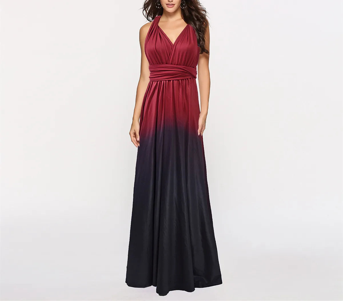 Multicolor Color Maxi Dress for Women Wrap Convertible Cross Bandage Sexy Backless