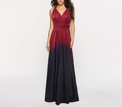 Multicolor Color Maxi Dress for Women Wrap Convertible Cross Bandage Sexy Backless