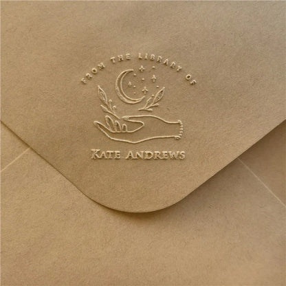 Custom Initials Embosser stamp,Book Embosser Personalized Wedding Embossing Stamp, Address Stamp, Form the Library Embosser