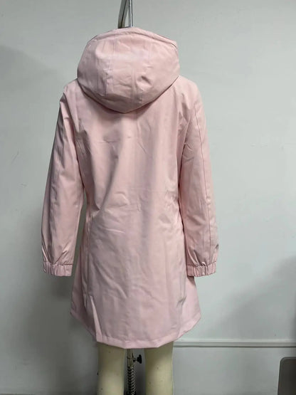 Spring Women's Hooded Long Jacket, Size S-3XL