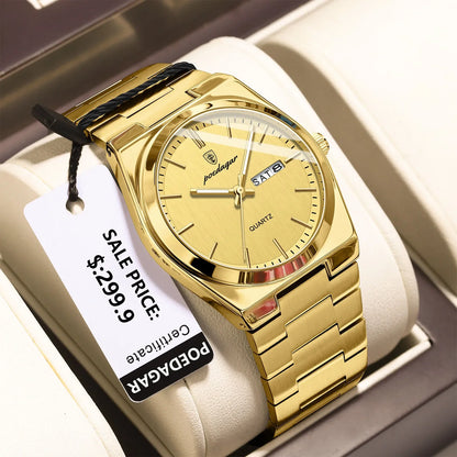 Men's Luxury Quartz Watch Stainless Steel Waterproof Luminous Date Week